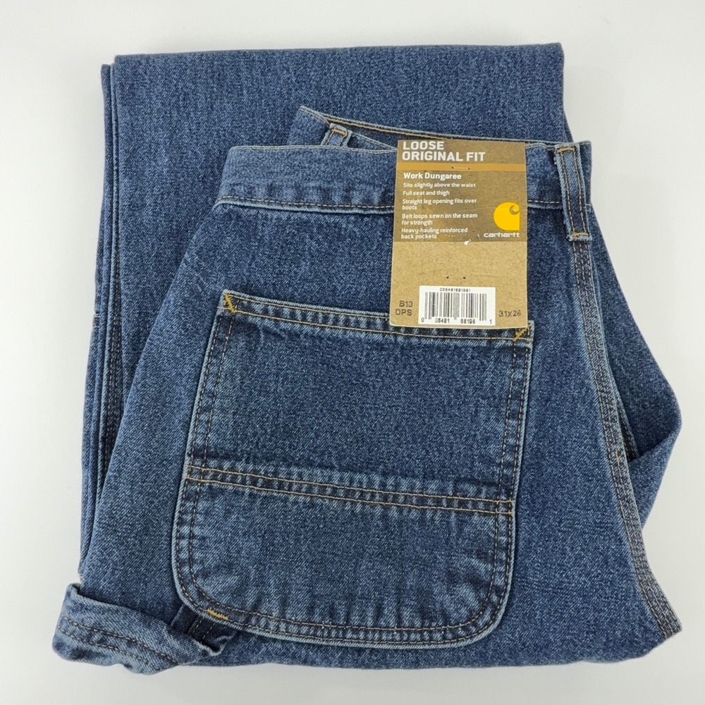 Carhartt Loose Original Fit Work Dungaree Blue Jeans Mens 31x28 B13 DPS NWT NOS